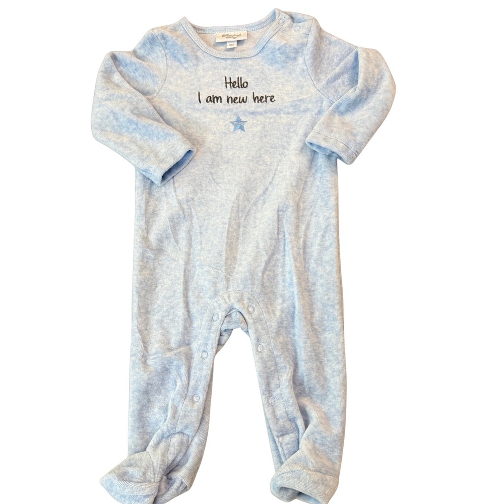 Adorable Light Blue Baby Footie with Star Design